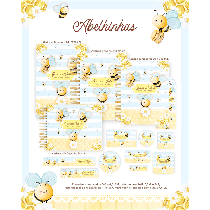 Encadernação Abelhinhas Volta às Aulas para Imprimir 1