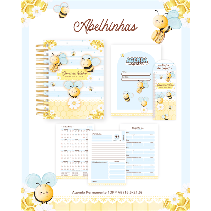 Encadernação Abelhinhas Volta às Aulas para Imprimir 4