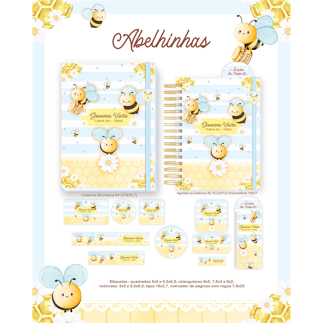 Encadernação Abelhinhas Volta às Aulas para Imprimir 5