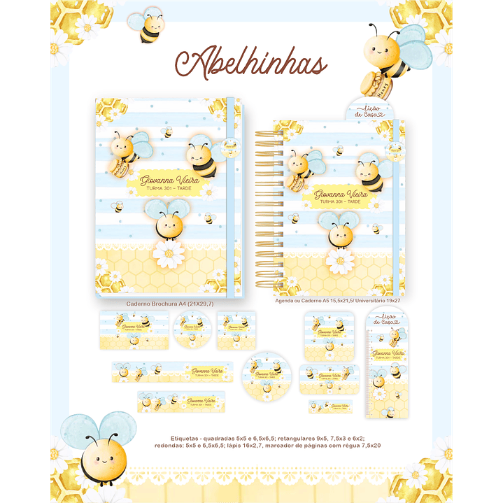 Encadernação Abelhinhas Volta às Aulas para Imprimir 5