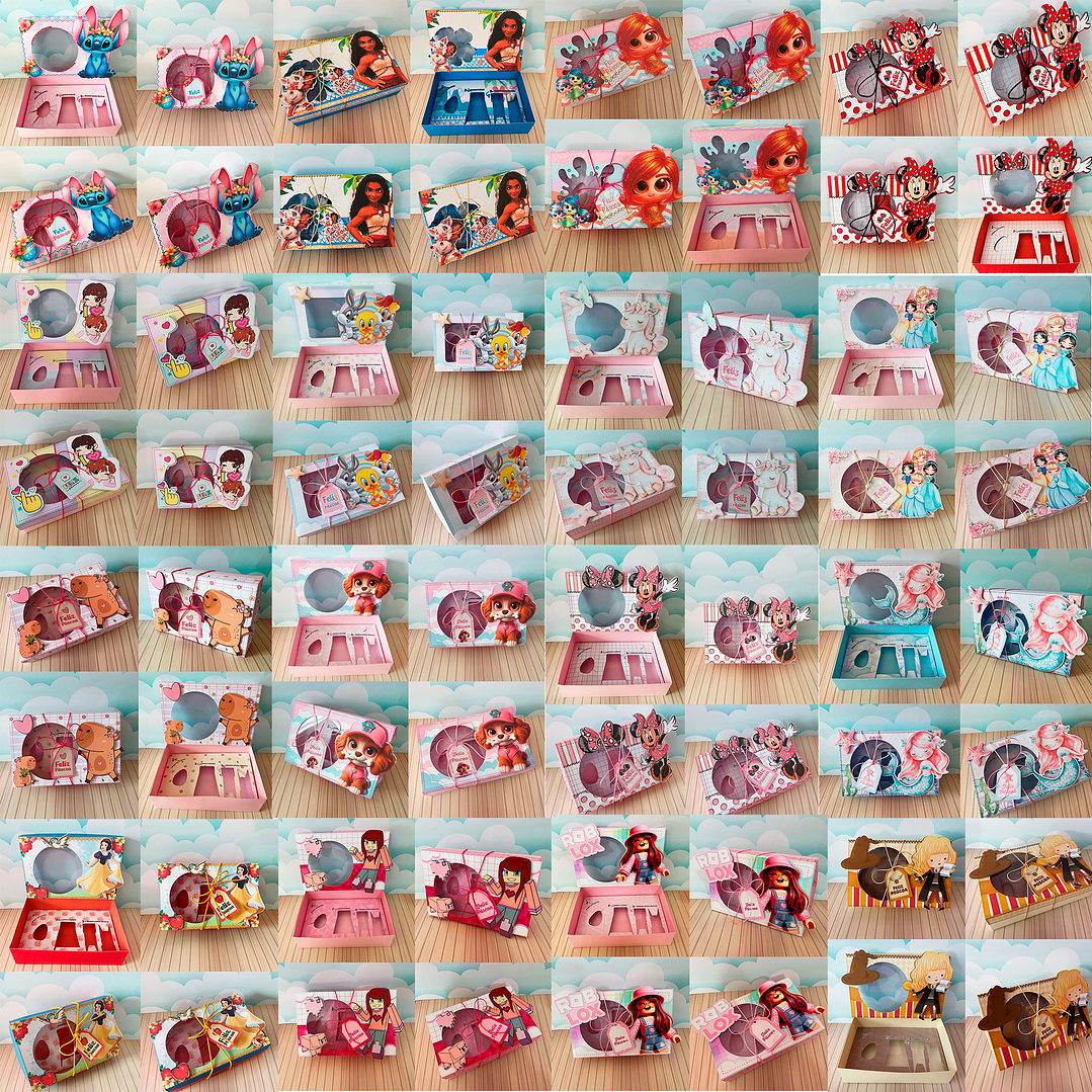 Combo Caixas Mini Confeiteiros Menina  - Arquivo de Corte Páscoa 1
