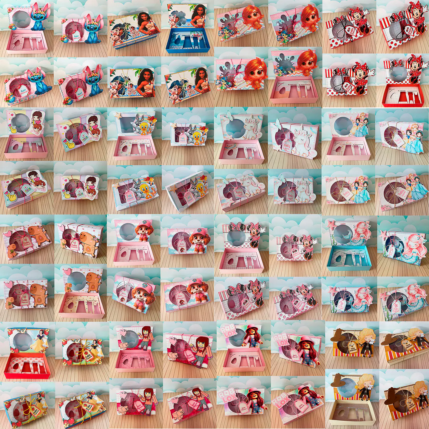 Combo Caixas Mini Confeiteiros Menina  - Arquivo de Corte Páscoa 1