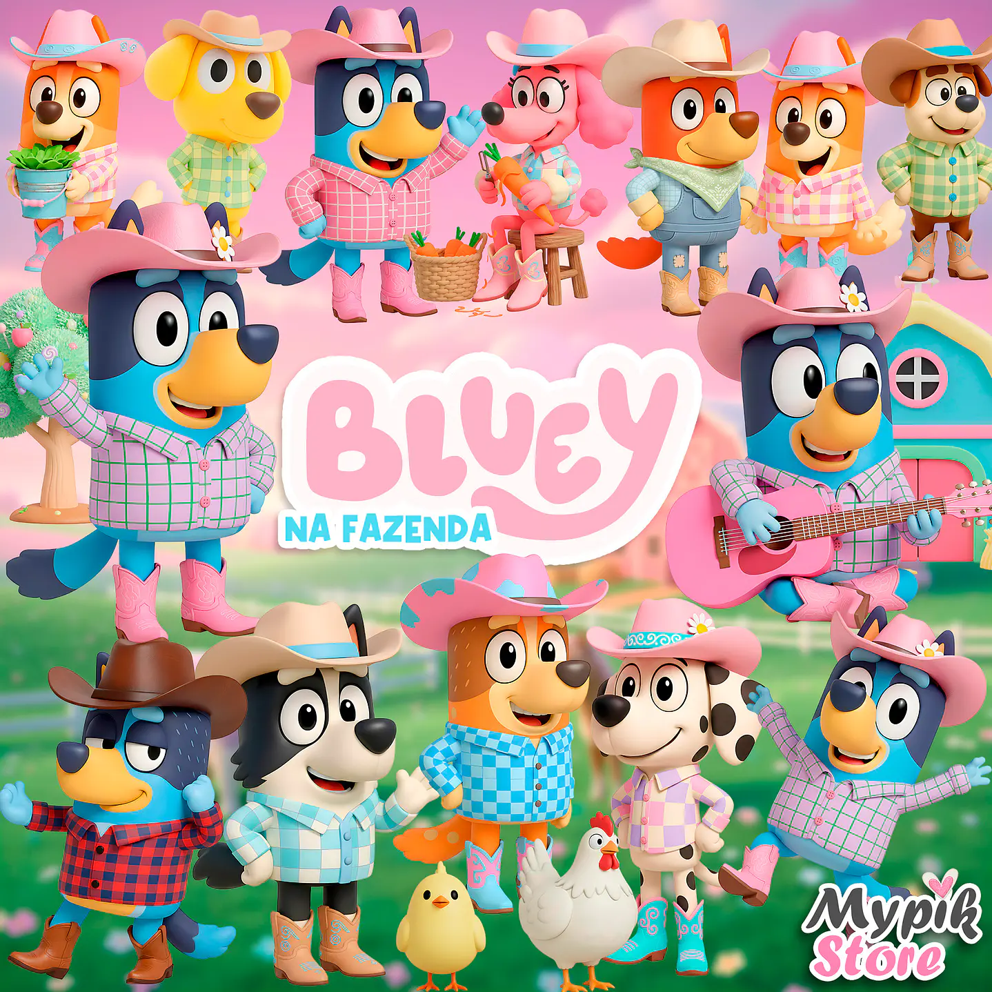 Kit Digital Bluey na Fazenda PNG 1