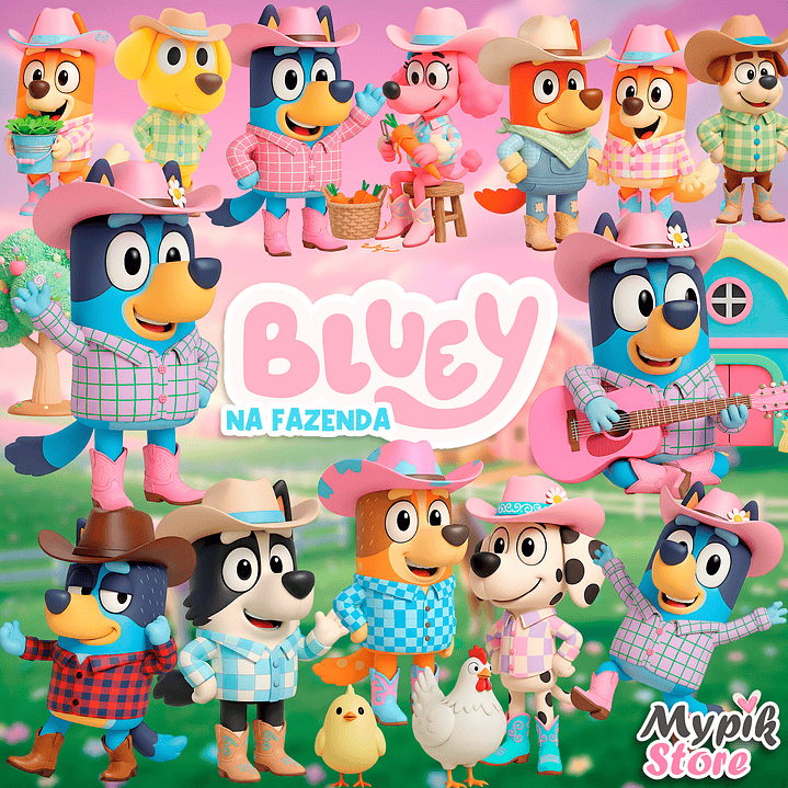 Kit Digital Bluey na Fazenda PNG 1