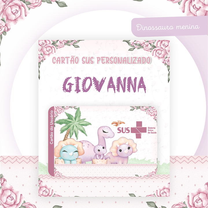 Kit Digital Dino Menina Baby - Caderneta, Livro do Bebê e Artes 2