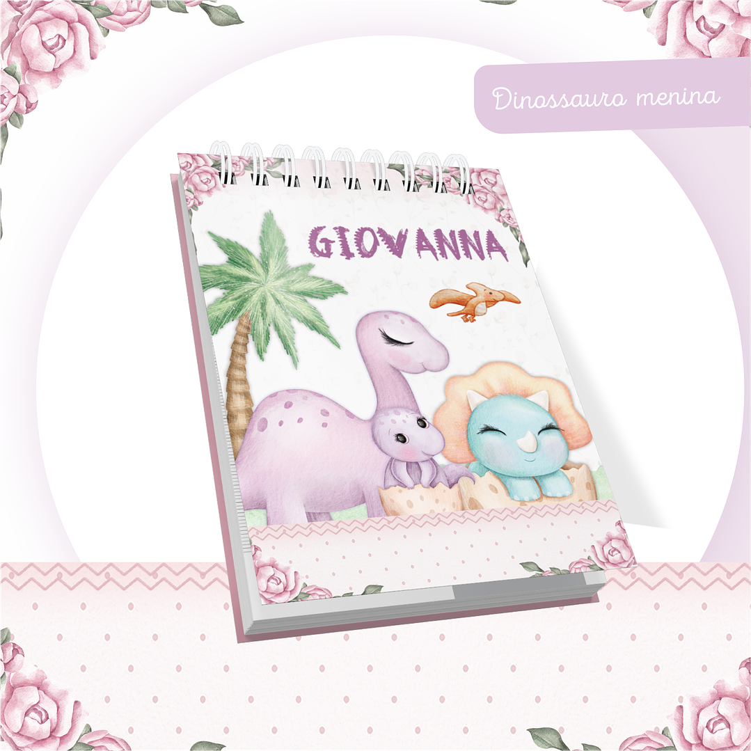 Kit Digital Dino Menina Baby - Caderneta, Livro do Bebê e Artes 7