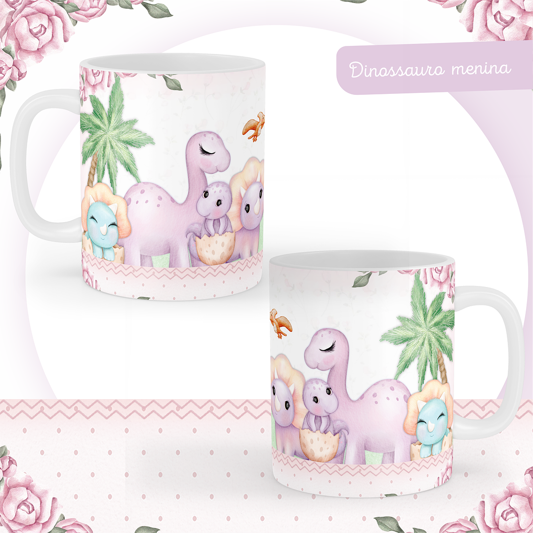 Kit Digital Dino Menina Baby - Caderneta, Livro do Bebê e Artes 8