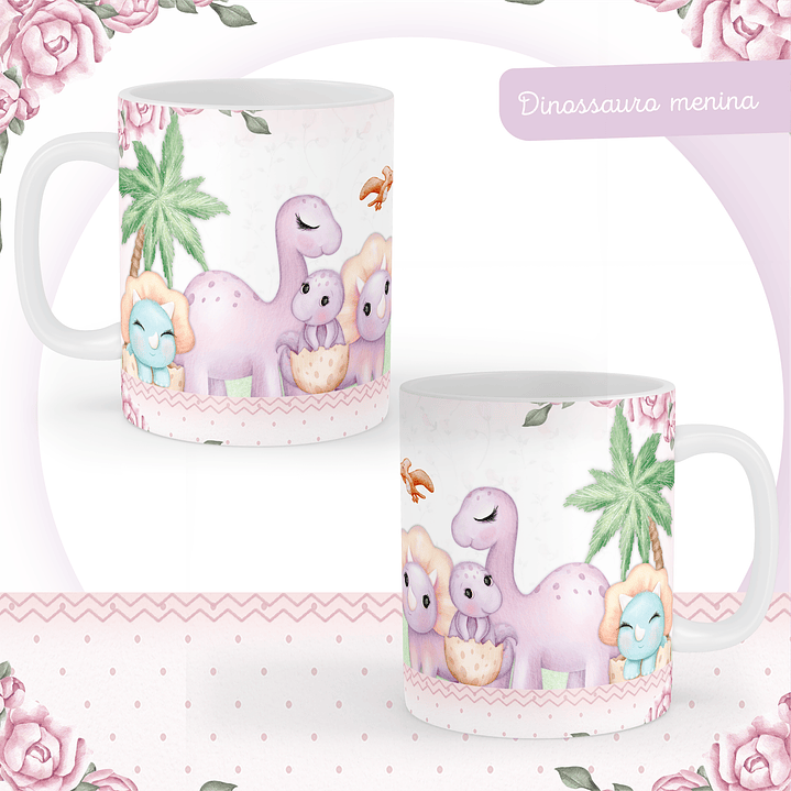 Kit Digital Dino Menina Baby - Caderneta, Livro do Bebê e Artes 8