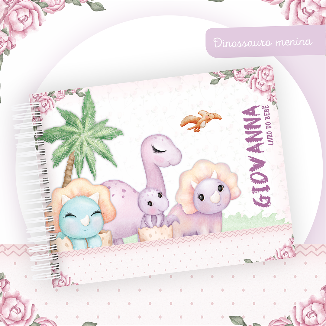 Kit Digital Dino Menina Baby - Caderneta, Livro do Bebê e Artes 9