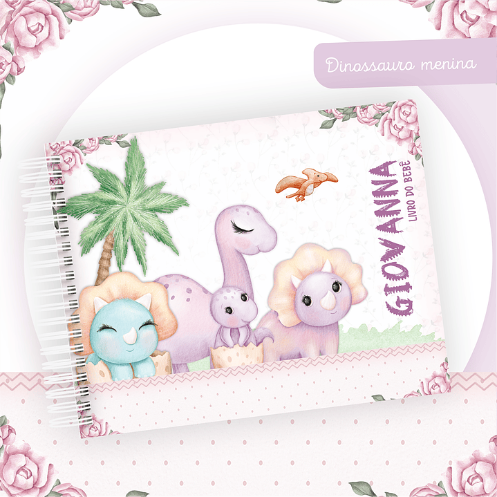 Kit Digital Dino Menina Baby - Caderneta, Livro do Bebê e Artes 9