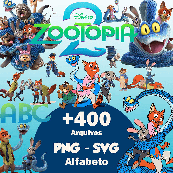 Kit Digital Zootopia 2 - PNG e SVG + Alfabeto e Personagens 1