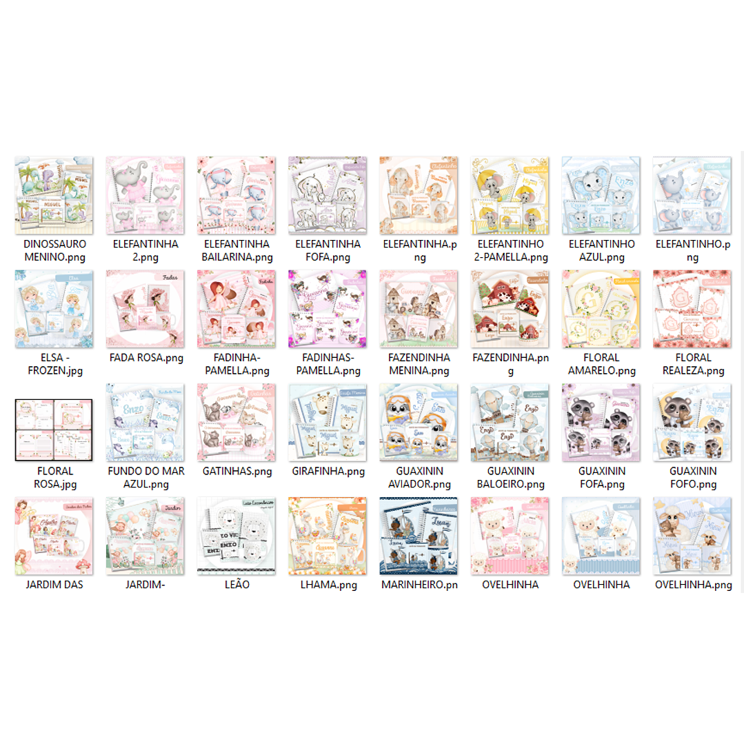 Pack Encadernação +110 Temas - Caderneta, Livro do Bebê e Caneca 2