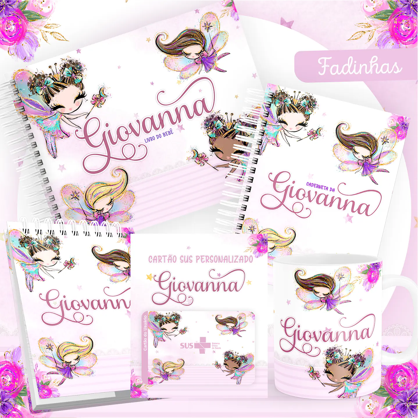 Pack Encadernação +110 Temas - Caderneta, Livro do Bebê e Caneca 4