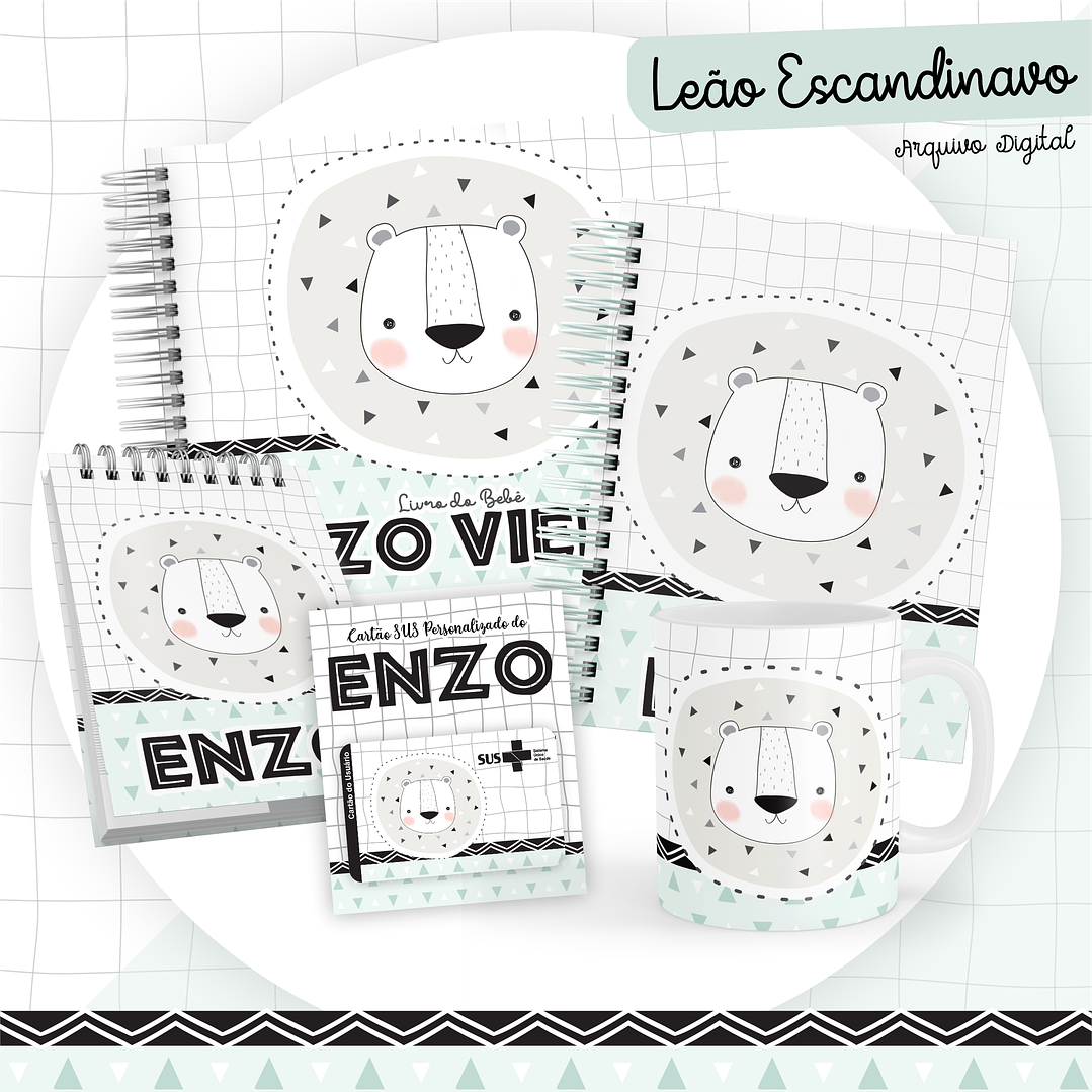 Pack Encadernação +110 Temas - Caderneta, Livro do Bebê e Caneca 11