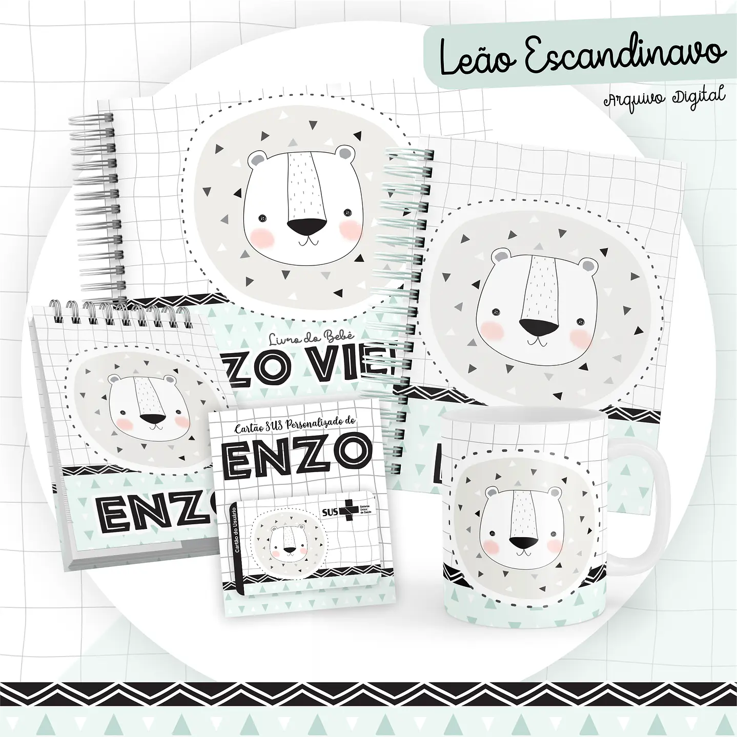 Pack Encadernação +110 Temas - Caderneta, Livro do Bebê e Caneca 7