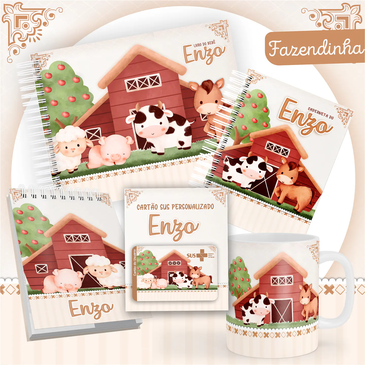 Pack Encadernação +110 Temas - Caderneta, Livro do Bebê e Caneca 10