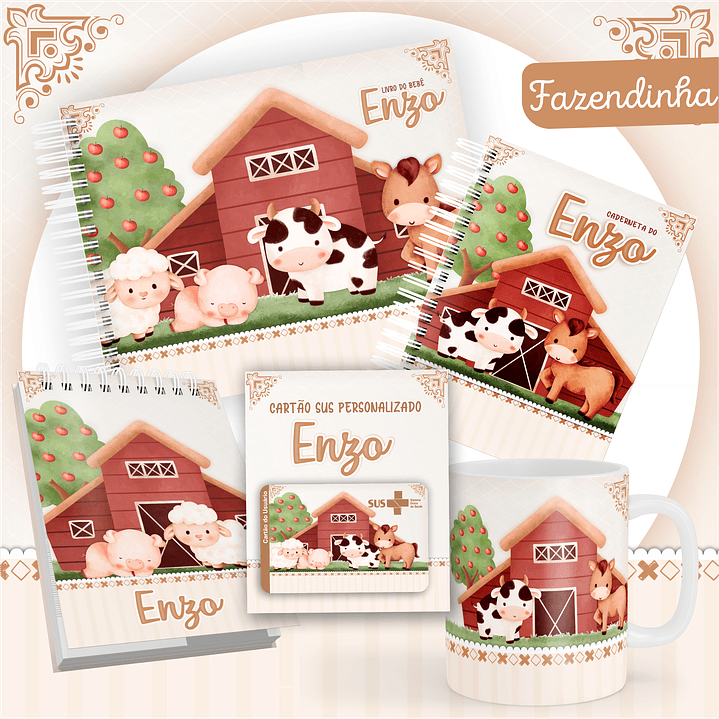 Pack Encadernação +110 Temas - Caderneta, Livro do Bebê e Caneca 14