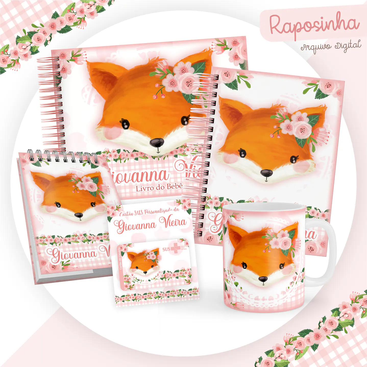 Pack Encadernação +110 Temas - Caderneta, Livro do Bebê e Caneca 15