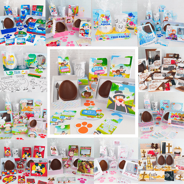 Combo Páscoa 24 Temas Mini confeiteiro, Ovo de Colher e Caça aos Ovos 1
