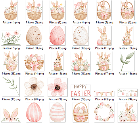 Kit Digital Coelhinho de Páscoa Aquarela PNG –