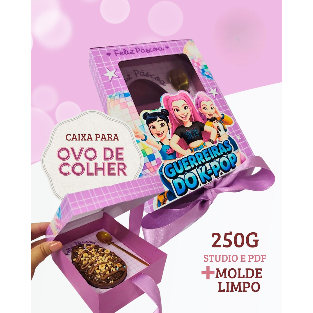 Kit Digital Caixa Ovo de Colher Guerreiras do K-pop 250g 1