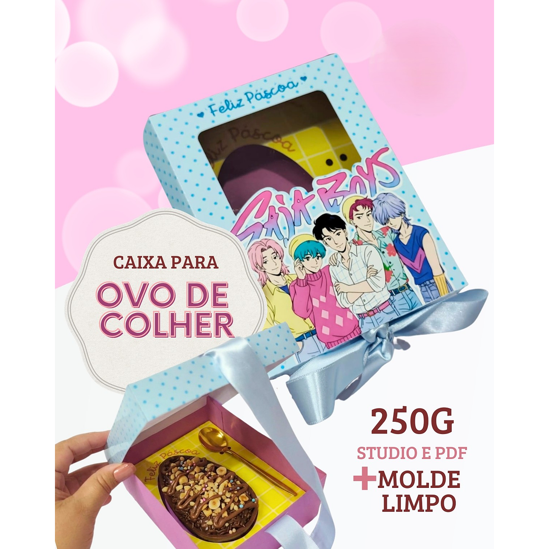 Kit Digital Caixa Ovo de Colher Saja Boys 250g Arquivo Studio PDF 1