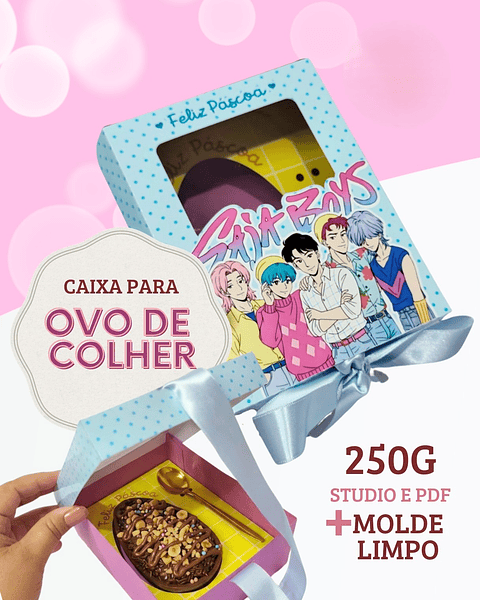 Kit Digital Caixa Ovo de Colher Saja Boys 250g Arquivo Studio PDF