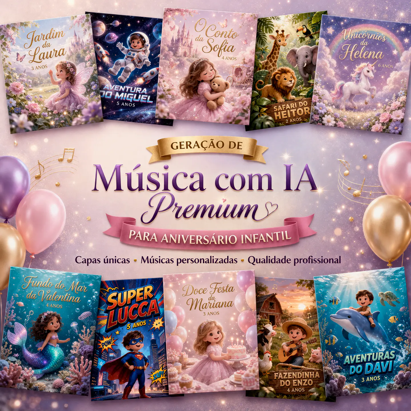 Música Personalizada Aniversário Infantil com Nome e Idade Premium  1