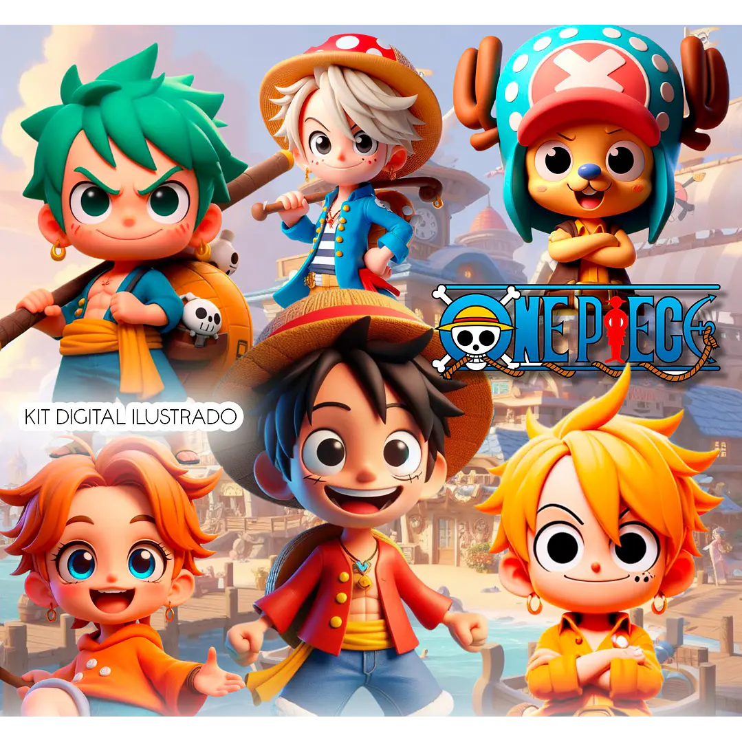 Kit Digital One Piece 3D - PNG Fundo Transparente 42 Imagens 2