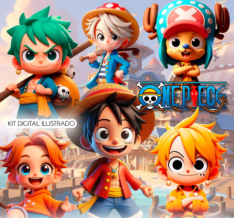 Kit Digital One Piece 3D - PNG Fundo Transparente 42 Imagens