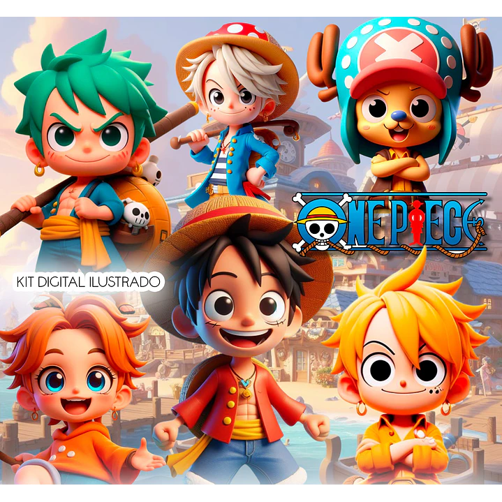 Kit Digital One Piece 3D - PNG Fundo Transparente 42 Imagens 2