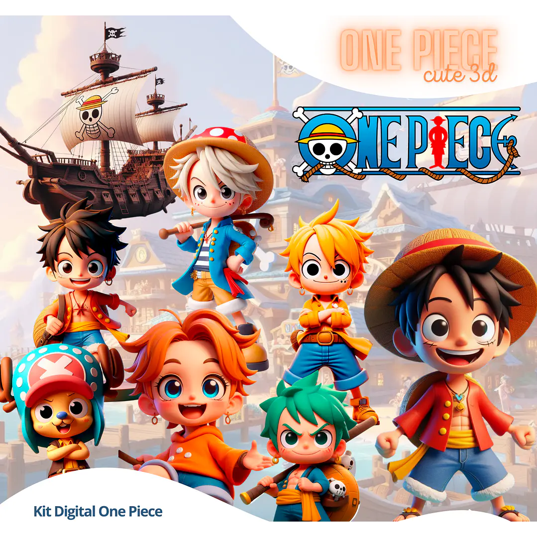 Kit Digital One Piece 3D - PNG Fundo Transparente 42 Imagens 1