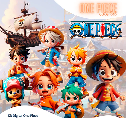 Kit Digital One Piece 3D - PNG Fundo Transparente 42 Imagens