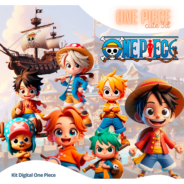 Kit Digital One Piece 3D - PNG Fundo Transparente 42 Imagens 1