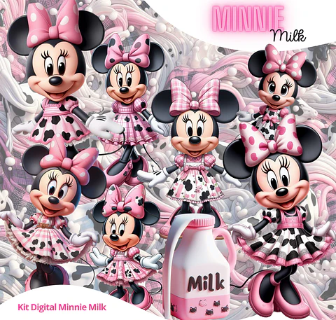 Kit Digital Minnie Milk PNG Fundo transparente