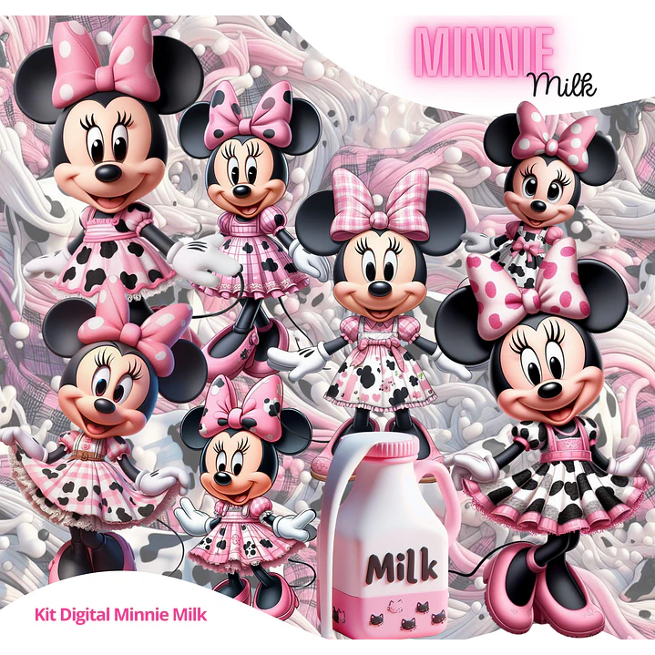 Kit Digital Minnie Milk PNG Fundo transparente 1