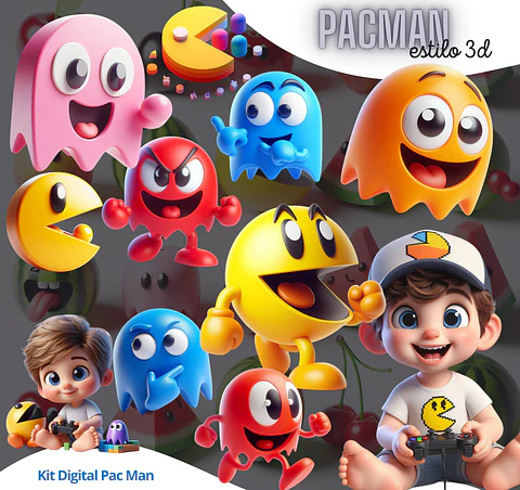 Kit Digital PacMan 3D Imagens PNG