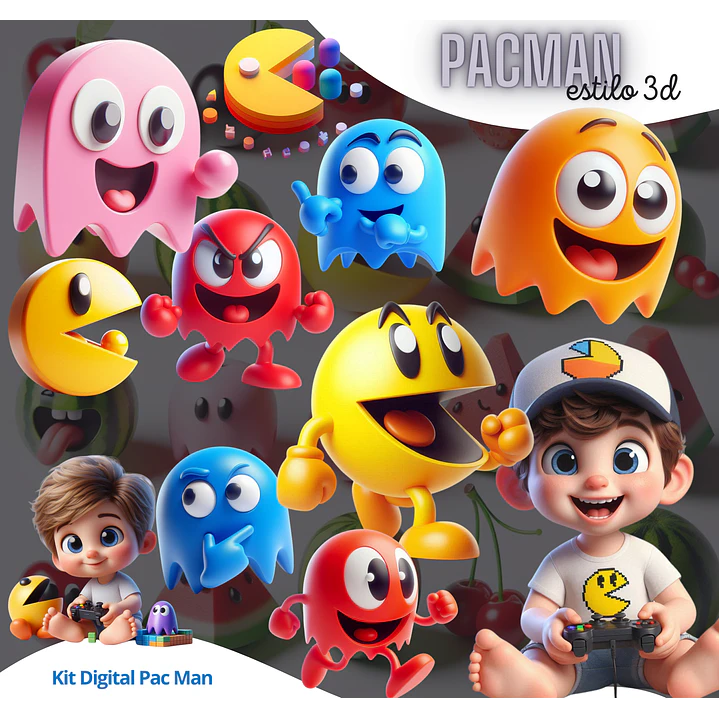 Kit Digital PacMan 3D Imagens PNG 1