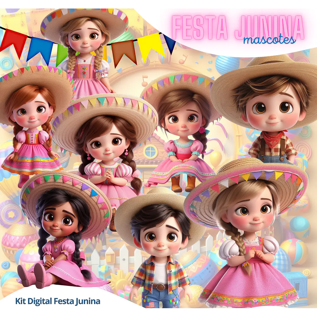 Kit Digital Festa Junina 3D Imagens PNG e Fundos  1