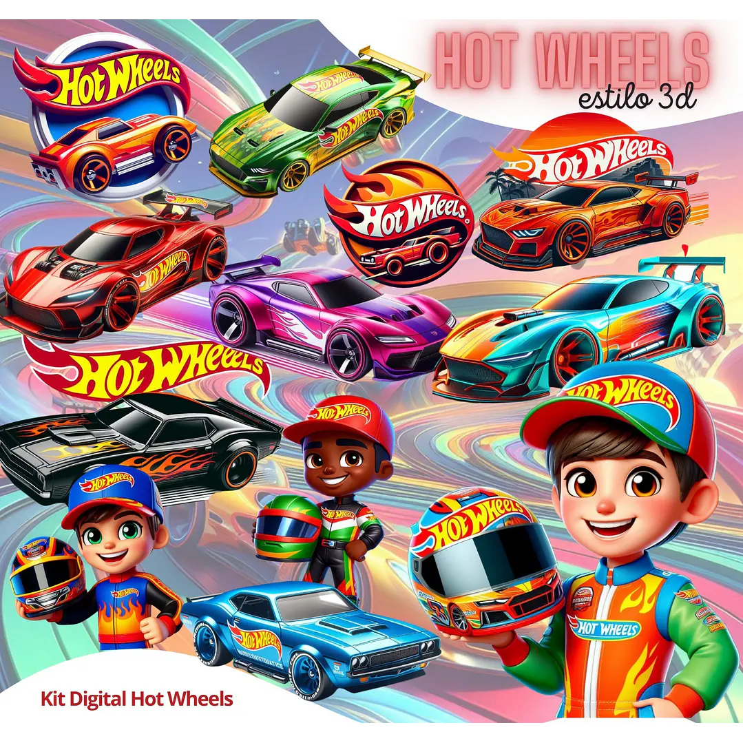 Kit Digital Hot Wheels 3D PNG e Fundos  1
