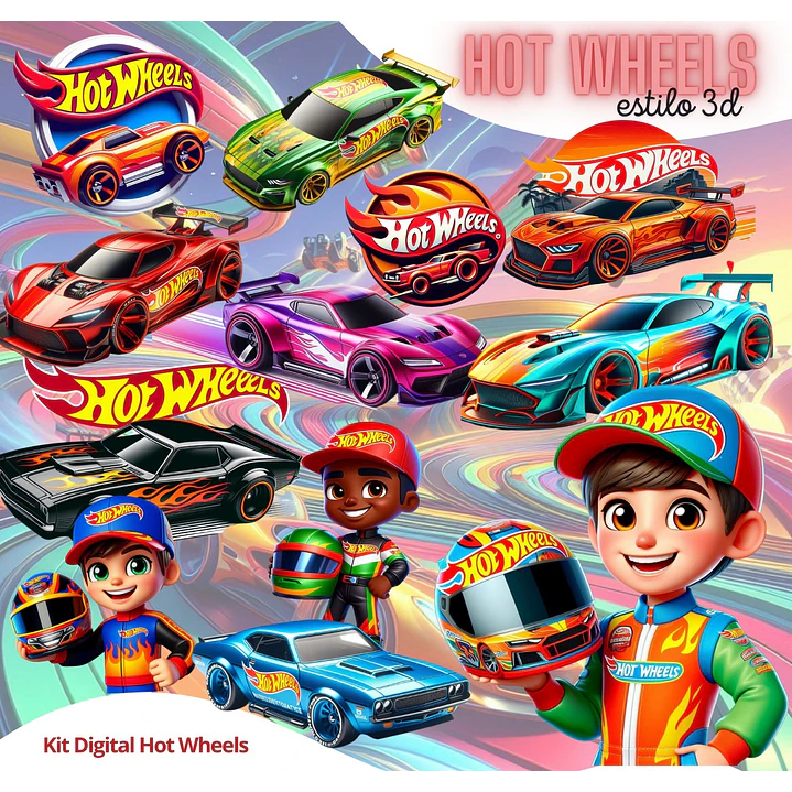 Kit Digital Hot Wheels 3D PNG e Fundos  1