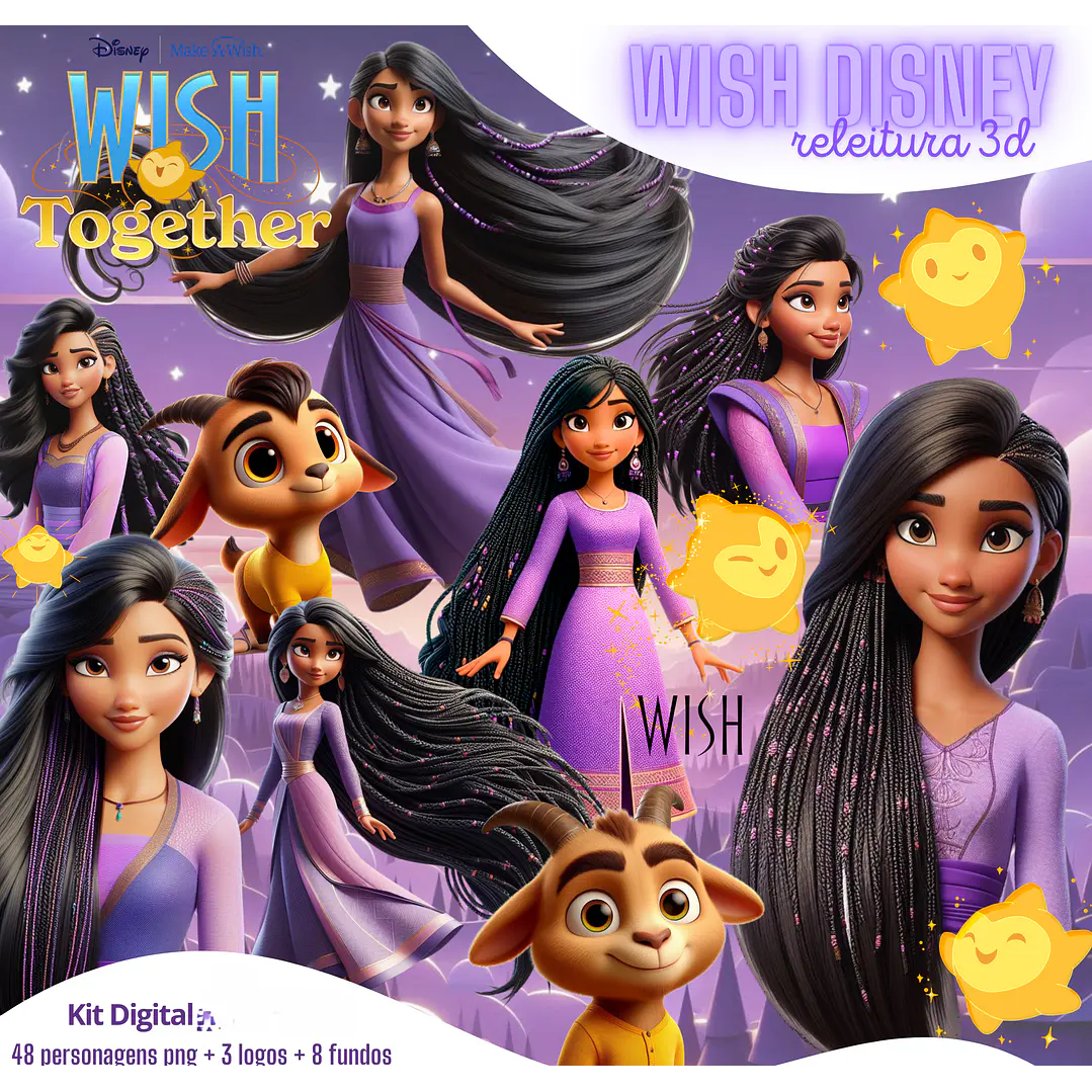 Kit Digital Wish Disney PNG 3D - Princesa Asha 1