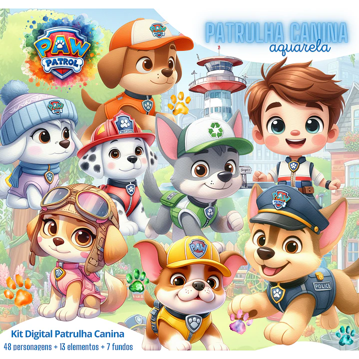 Kit Digital Patrulha Canina Aquarela PNG 1