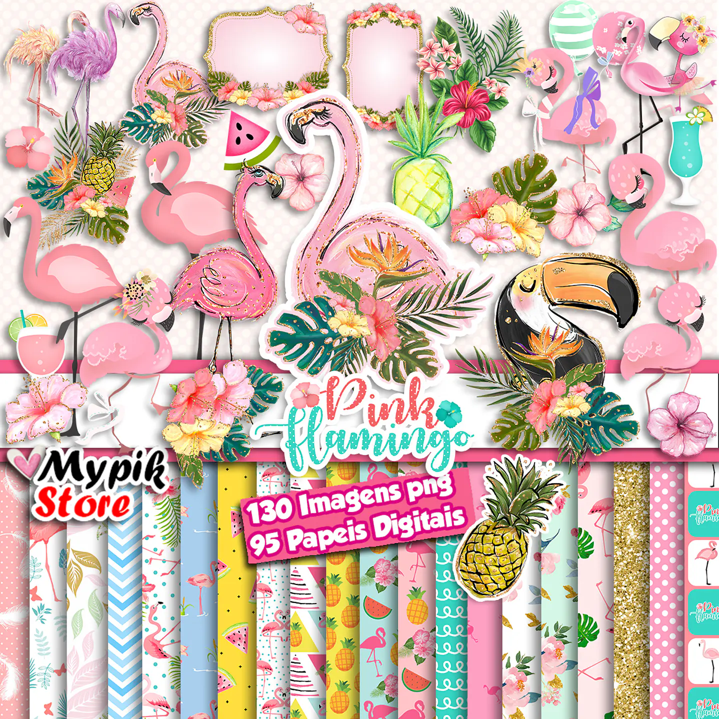 Kit Digital Flamingos  1