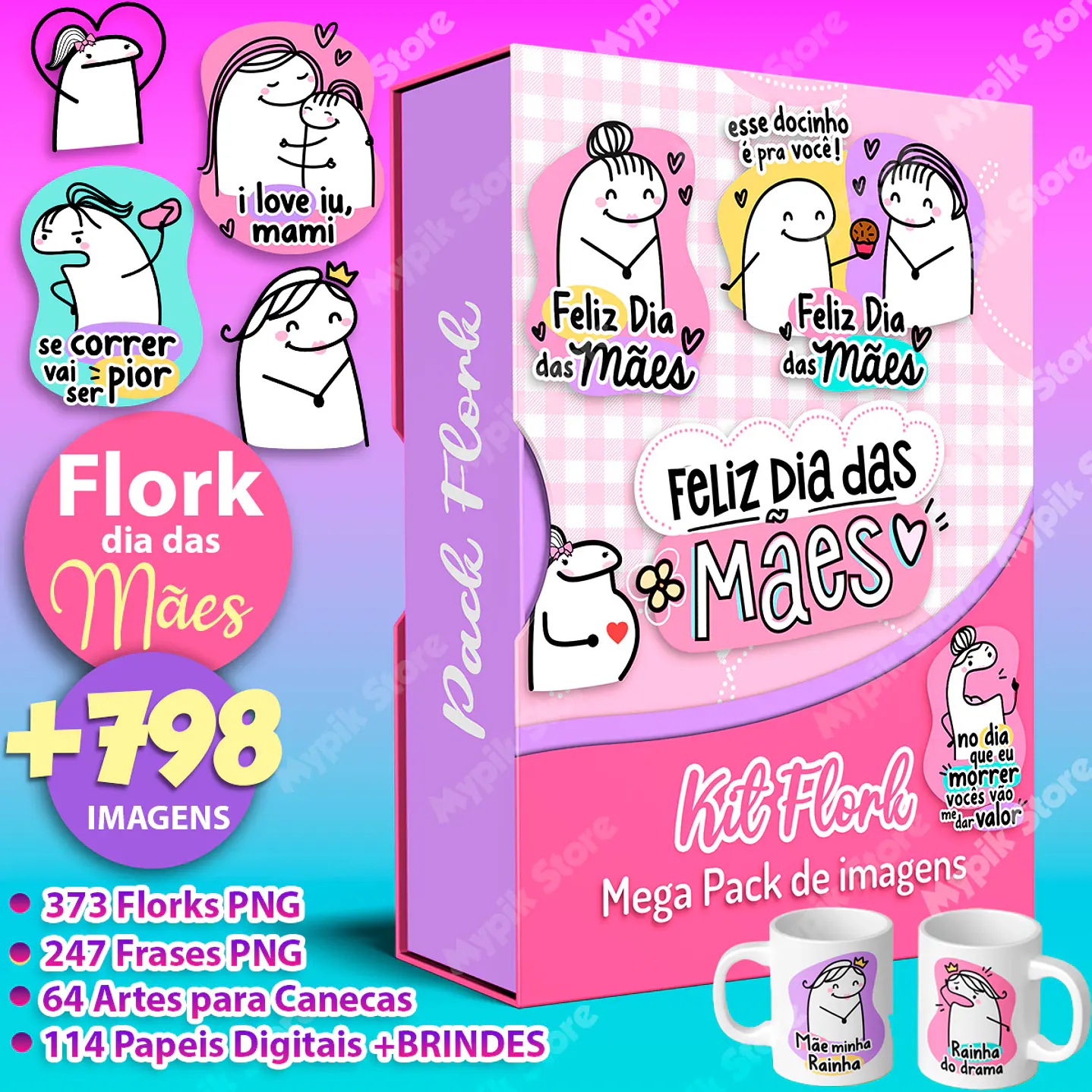 Mega Kit Digital Dia das Mães PNG PDF Silhouette +100GB Artes para Personalizados 3