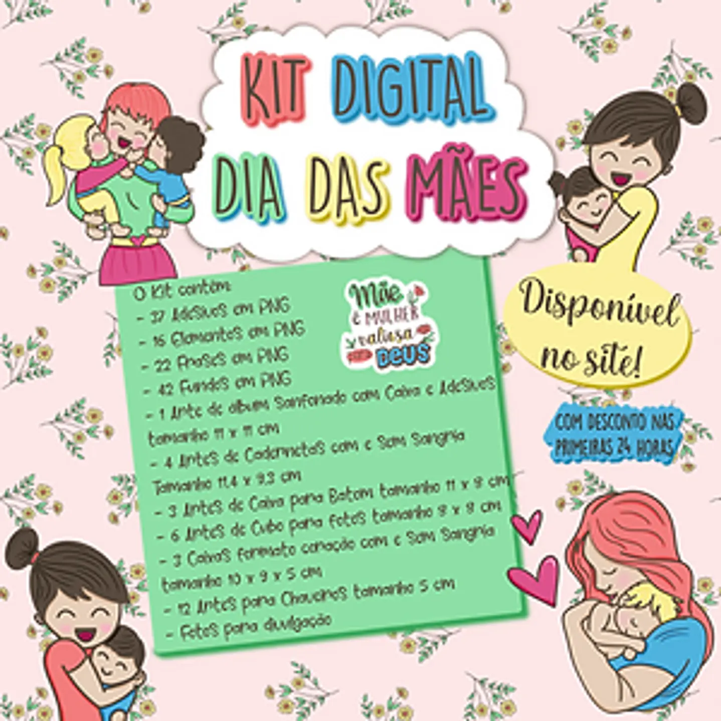 Mega Kit Digital Dia das Mães PNG PDF Silhouette +100GB Artes para Personalizados 33