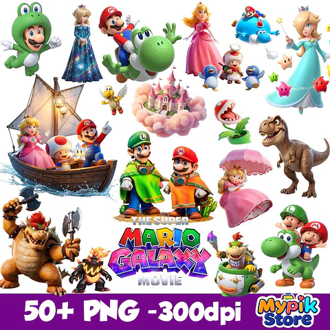 Kit Digital Super Mario Galaxy PNG Alta Resolução 