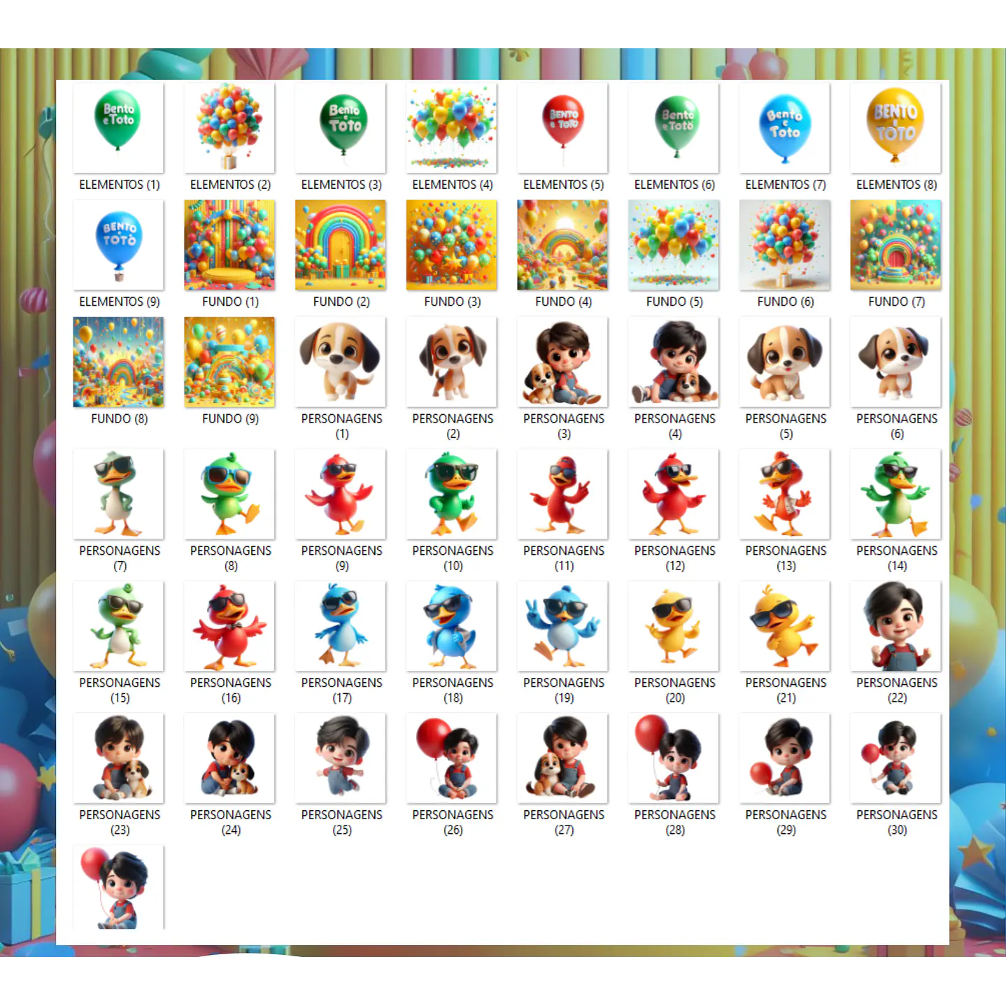 Kit Digital Bento e Totó Cute 3D PNG 2