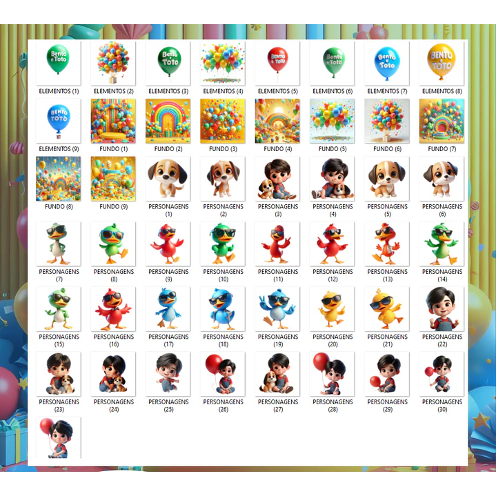 Kit Digital Bento e Totó Cute 3D PNG 2