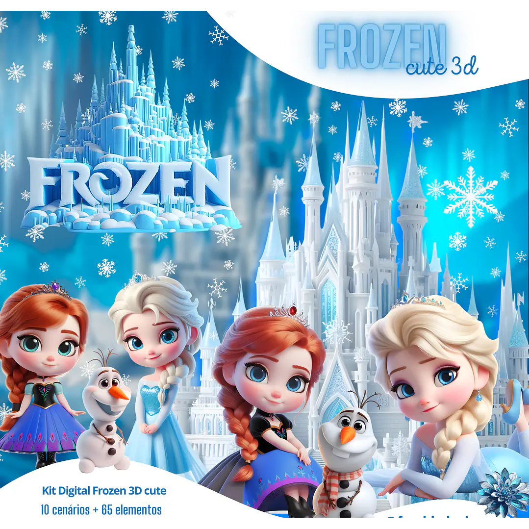 Kit Digital Frozen Cute 3D PNG 1